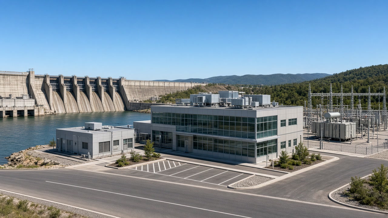 Floodwall plant campus. Training environment still.